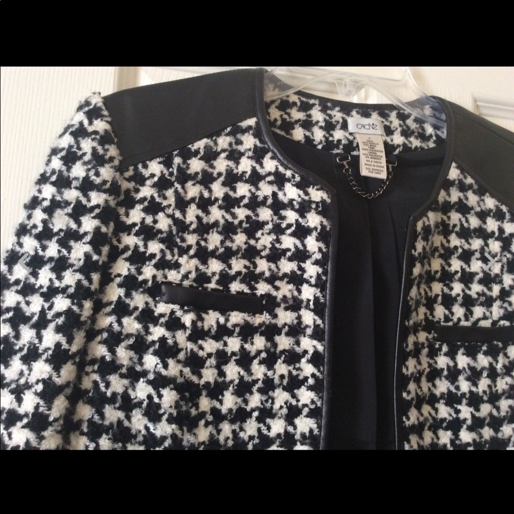 Cache Jacket. Houndstooth With Black Leather - image 6